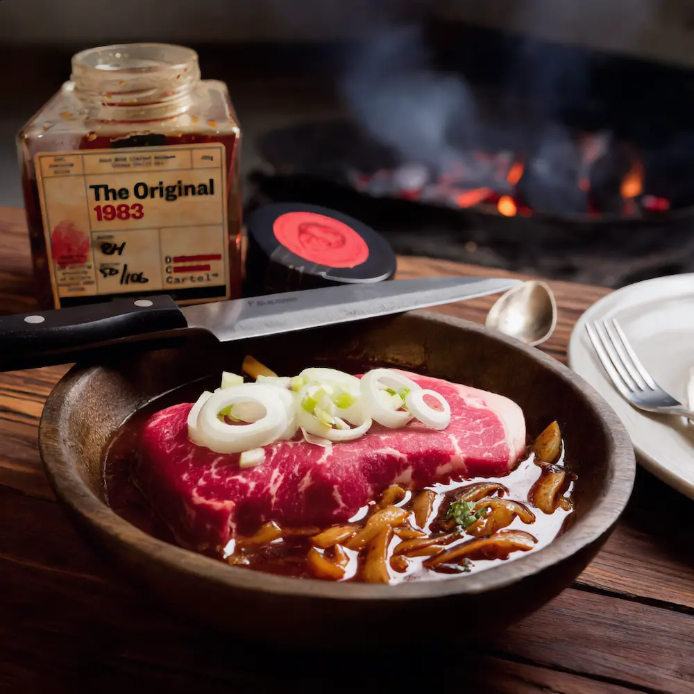 DC CARTEL Crispy Chiliöl Marinade für Steaks auf dem Grill